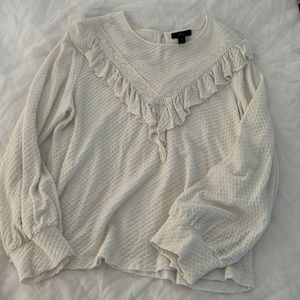J crew white honeycomb long sleeve top M